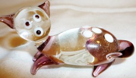 CHARMING MINIATURE GLASS HANDMADE CAT FIGURINE - $8.29 CAD
