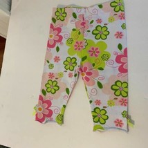 Stephan Baby Sz 6 12 mos Floral Leggings Pink Green White Rough Hem - £3.87 GBP