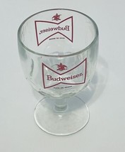 Budweiser King of Beers Bowtie Logo Thumbprint Footed Pedestal Goblet Clear Red - £13.66 GBP