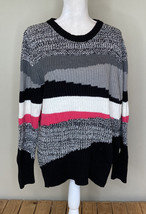 DKNY NWT Women’s Patterned Pullover Sweater Size M Black Pink M8 - £19.64 GBP