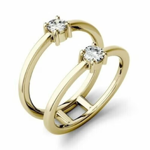 Round Cut Diamond Womens Enhancer Wrap Wedding Band Ring 14K Yellow Gold Plated - £99.16 GBP