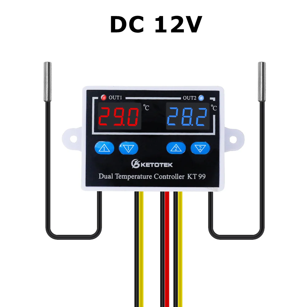 STC-3008 KT99 Dual Digital Temperature Controller Two Relay Output 12V 24V 220V  - £203.83 GBP