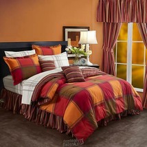 20-Piece Bonanza Bedding Sheet Bed Set Multi Stripe Orange Queen Size Sham Skirt - £90.90 GBP