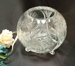 3818 Vintage Czechoslovakian Leaded Footed Crystal Buzz Saw Rose Bowl - $95.00