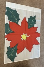 Holiday Poinsettia Appliqued Reversible Garden Flag 28 x 40 Inch Polyester - £10.03 GBP