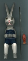 WOODEN FISHING BUNNY RABBIT - $11.00