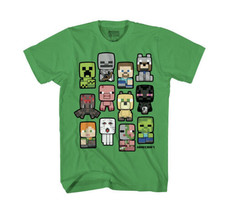 Minecraft Boys Bobble Mobs Roll Call Short Sleeve Green T-Shirt Sz XXL 18 - £7.24 GBP