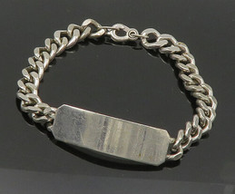 BOJAR 925  Silver - Vintage Smooth Bar Shiny Curb Link Chain Bracelet - ... - £145.09 GBP