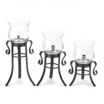 Candle Holder set Industrial Elegance Decor Tealight or LED Light Iron and Glass - £18.03 GBP