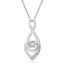 10kt White Gold Womens Round Diamond Moving Twinkle Solitaire Teardrop Pendant 1 - £160.08 GBP