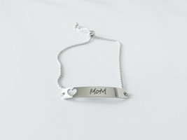 Personalized Engraved Heart Bracelet • Engraved Jewelry Gifts for Mom  - £3.98 GBP