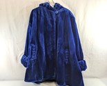 Olympia Royal Blue Faux Fur Womens Coat Cape Overcoat Size 1X XL Hooded - $77.39