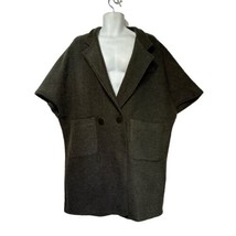 vanilla Moda Italy green wool button Dark Academia poncho Size L Oversiz... - £67.91 GBP