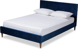 Queen-Size Blue Baxton Studio Bed. - £235.75 GBP