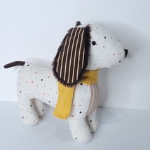 Target Dog Brown White Knit Scarf Plush Stuffed Animal Triangle Spots Wiener 8&quot; - £15.48 GBP