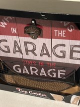 Garage wall Bottle opener with cap catcher basket - My Garage my Rules image 3