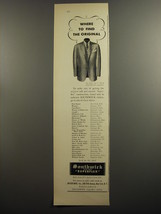 1952 Southwick Suits Ad - Where to find the original - £14.76 GBP
