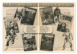 Marvel Magazines Line-Up Conan Monsters Apes Vintage 1975 2-Page Newspri... - $12.30