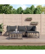 4 Piece Patio Lounge Set with Cushions Anthracite Poly Rattan - $1,169.00 CAD