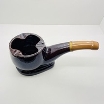 Vintage Large Ceramic Ashtray Tobacco Pipe Brown And Beige Novelty Decor 70s - £7.11 GBP