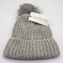 Jules Kae Women&#39;s Gray Beanie Bobble Knit Hat One Size New in Package MSRP $48 - $19.99