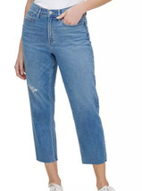 Calvin Klein Womens Cropped High-Rise Straight-Leg Jeans, 31, Blue - £60.86 GBP