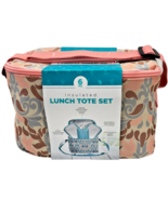 Lunch Tote Set 6 Piece Insulated By Silver One Pink Blue Medallions Scho... - $14.85