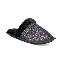 Jenni Women Slip-on Scuff Purple Glitter Slippers Black Faux Fur Trim ME... - £15.71 GBP