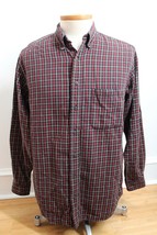 Vtg 90s Eddie Bauer M Tall Black Red Check Flannel Long Sleeve Shirt - £17.11 GBP