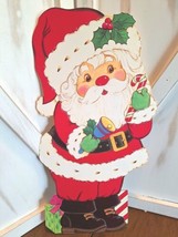 Vintage Christmas Die Cut Of Santa Clause Ringing A Jingle Bell 8X16 - $9.89