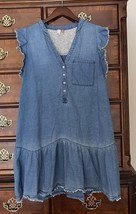 Pilcro Anthropologie Denim Chambray Lightweight Ruffle Row Hem Dress SMA... - $31.66