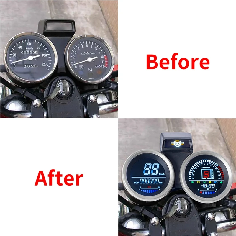 Motorcycle Digital Meter Assembly for Suzuki GN 125 Speedometer Odometer Gauge - £57.79 GBP