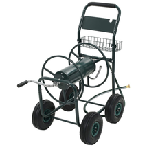 Garden Hose Trolley with 1/2&quot; Hose Connector 246.1&#39; Steel Cart With Whee... - £143.28 GBP