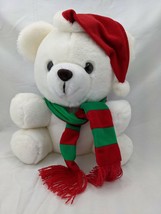 America Wego White Bear Plush 11 Inch Christmas Hat Scarf 1982 Stuffed Animal  - $12.95