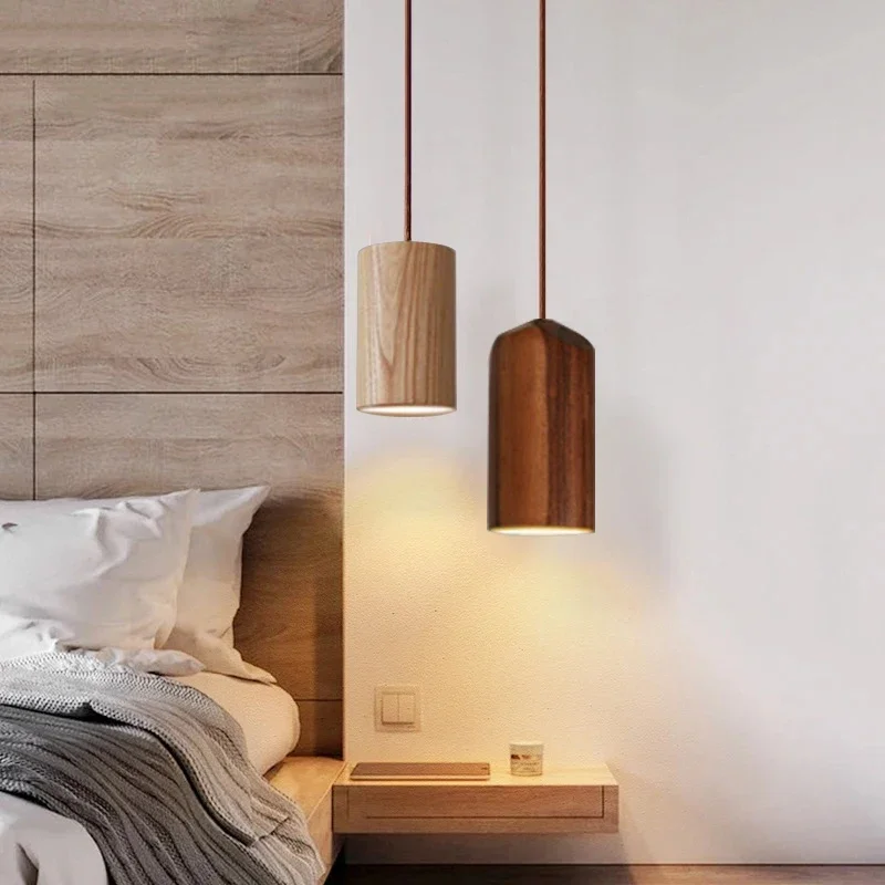 Wood Pendant Light Nordic Home Decorative Hanging Lamp For Bedroom Bedsi... - $33.74+