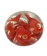 Joe St. Clair Studio Art Glass Trumpet Flower Paperweight Orange Clear  ... - $598.41 MXN
