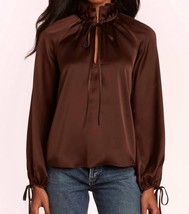 Amanda Uprichard vittoria high collar silk blouse in Tobacco - size M - $131.67