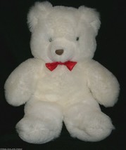 14" Vintage 1992 Shilla Int'l White Teddy Bear Stuffed Animal Toy Plush Red Bow - $37.05