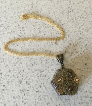 Steampunk Gears Glass Tile Pendant Necklace w Chain - Octogonal 2 - £8.59 GBP