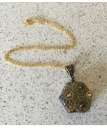 Steampunk Gears Glass Tile Pendant Necklace w Chain - Octogonal 2 - $10.75