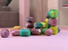 Stacking Blocks - Rubber, Rainbow Gradient - 3D Printed! Set Of 5 - £18.67 GBP