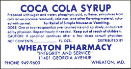 Vintage 1950&#39;s Rare Coca Cola Syrup Label (Says Cocaine Removed) - Wheaton, MD - £4.71 GBP