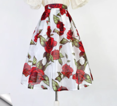 Summer Red Rose Midi Party Skirt Outfit Women Organza Plus Size Midi Skirts - £55.29 GBP