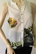 New Buffalo David Bitton Leopard Image Button Up Top (Size S) - Msrp $69.00! - £19.88 GBP