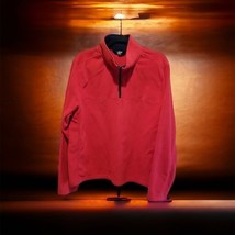 Lands End Red Fleece Sweater Mens L 42-44 Blue 1/4 Zip Long Sleeve Pullo... - $24.74