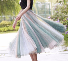 Pastel Rainbow Tulle Skirt Womens Custom Plus Size Tulle Midi Skirt image 1