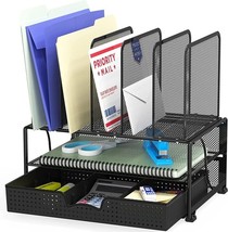 Mesh Desk Organizer with Sliding Drawer, Double Tray - £39.61 GBP