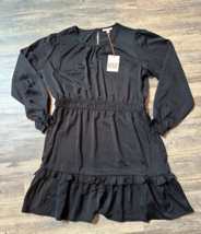 Knox Rose Women&#39;s Long Sleeve Satin Dress Black XL - $16.39