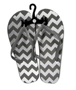 Womens Flip Flops Gray and Silver Chevron Pattern - $5.36 CAD+