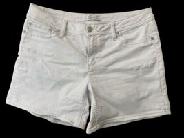 Seven7 White Denim Jean Shorts Size 16 Womens Cotton Stretch Hi Rise 6&quot; Inseam - £29.13 GBP